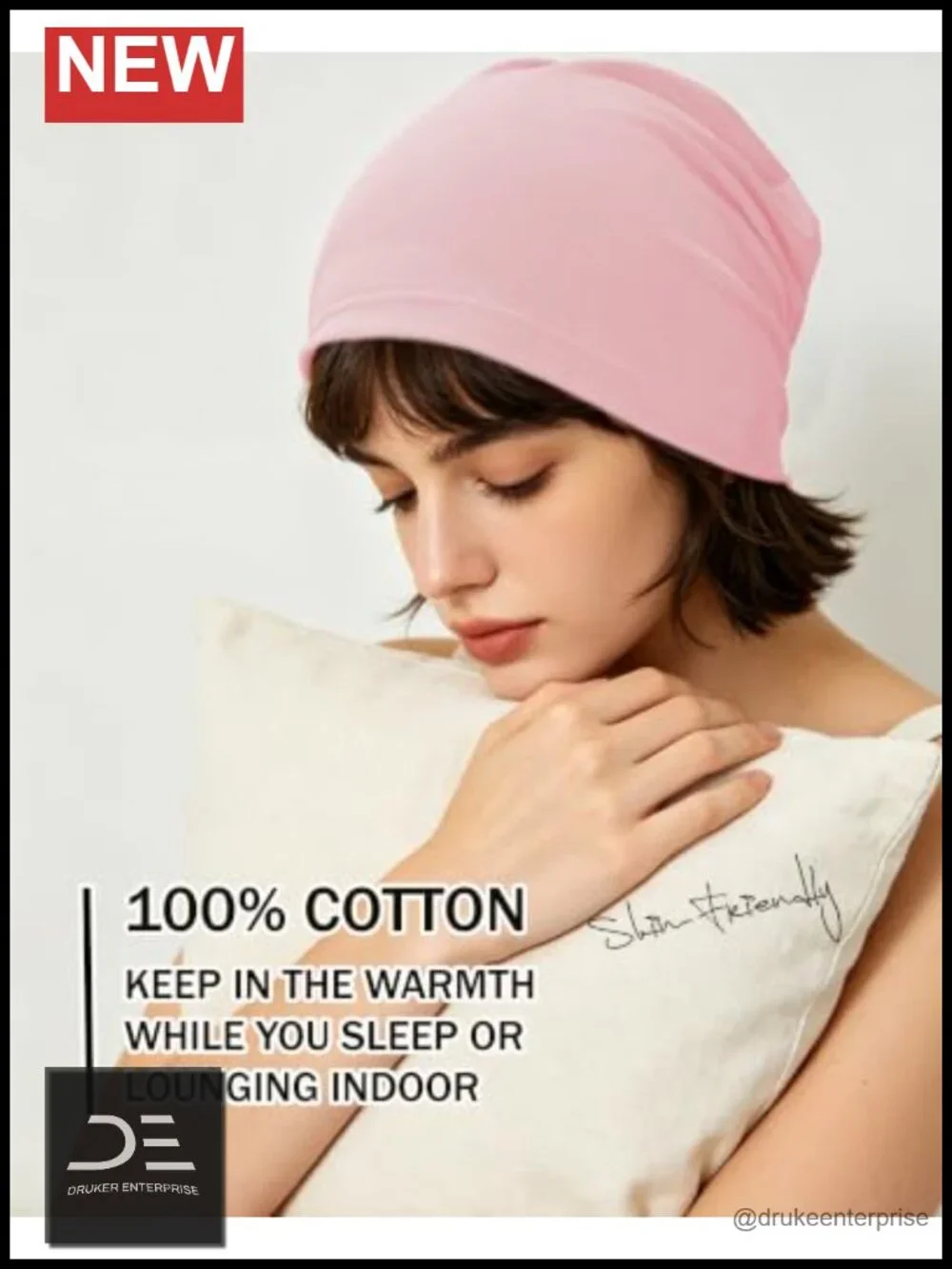 100% Cotton Slouchy Beanie Hat Women Men Lightweight Chemo Cap